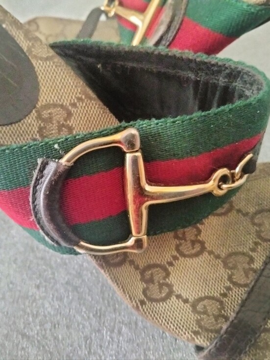 Gucci Shoes - Rare Vintage Gucci Large Horsebit Sandal Heels 7.5B